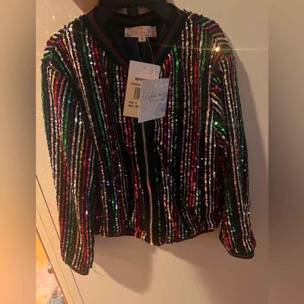 Truly Me Girls Sequins Bomber Jacket